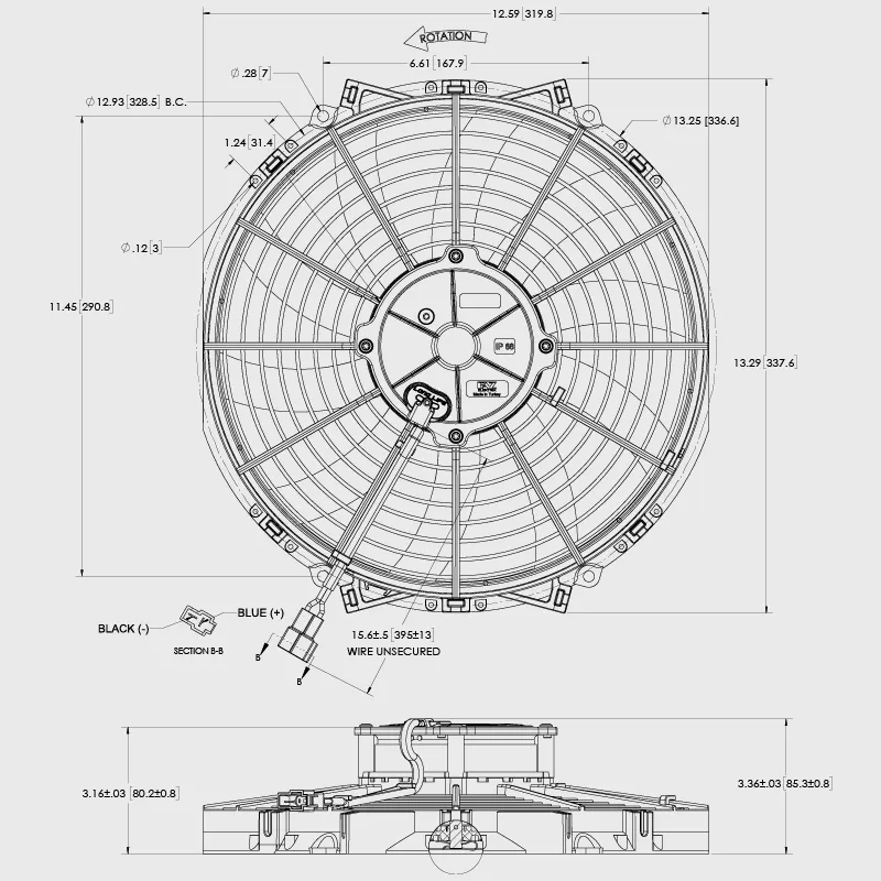 Maradyne M122K dimensions drawing